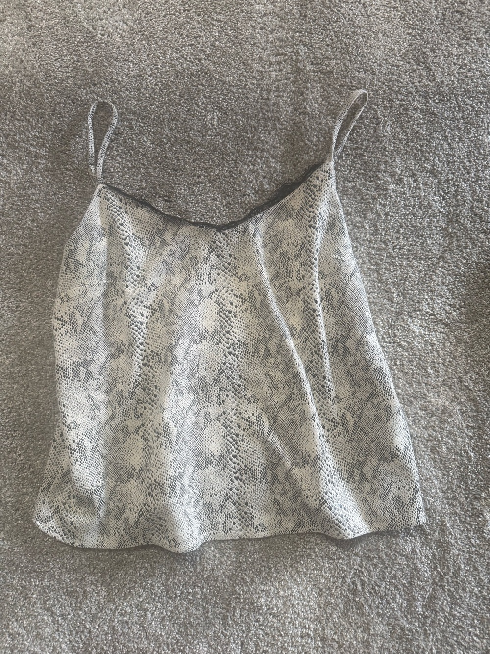 Satin Snake-Print Camisole Tank Top - White/Gray